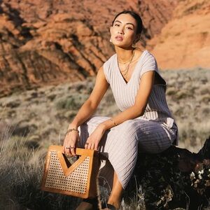 Chic Tan Woven Tote Bag